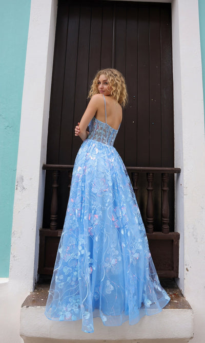 Nox Anabel T1332 Sequin-Floral Strapless Long Prom Ball Gown