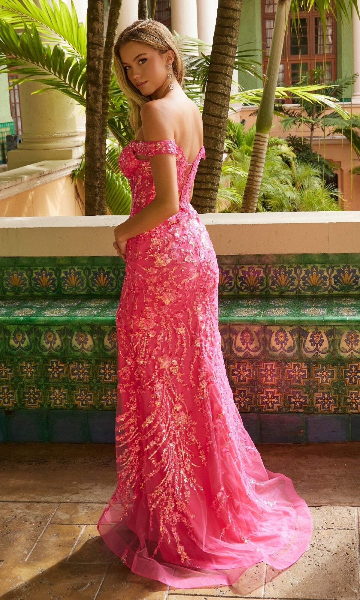 Vestido de fiesta largo con estampado de lentejuelas T1504 de Nox Anabel