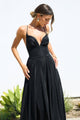 Glitter V-Neck A-line Slit Gown by Amoris T214 – Black