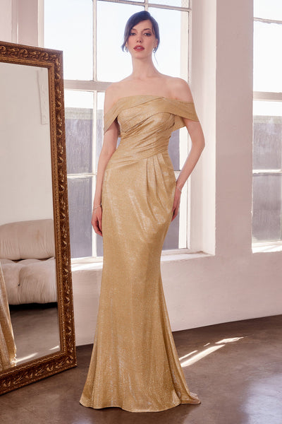 Metallic Glitter Off Shoulder Gown by Amoris T603 – Purple