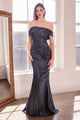 Metallic Glitter Off Shoulder Gown by Amoris T603 – Purple