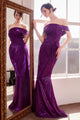 Metallic Glitter Off Shoulder Gown by Amoris T603 – Purple