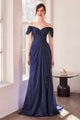 Amoris T604 Off Shoulder Gold Glitter Evening Gown
