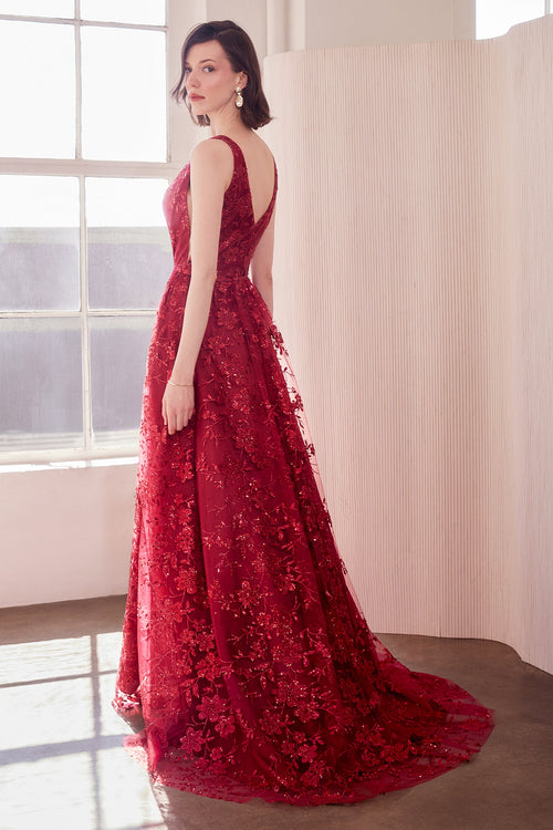 Glitter Print Sleeveless Gown by Amoris T606 in Mauve