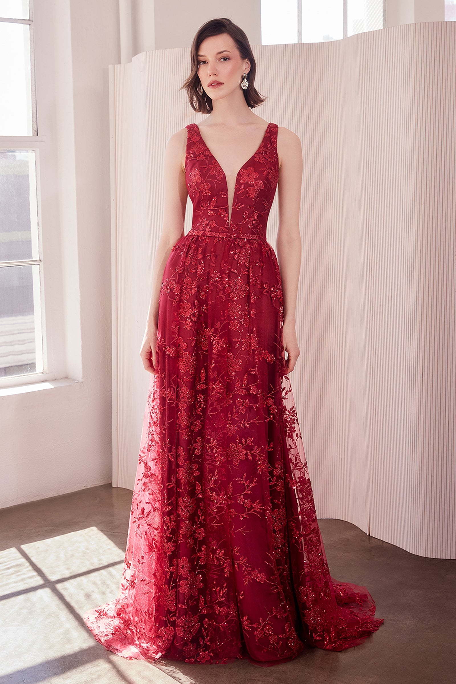 Glitter Print Sleeveless Gown by Amoris T606 in Mauve