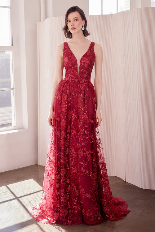 Glitter Print Sleeveless Gown by Amoris T606 in Mauve