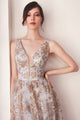 Glitter Print Sleeveless Gown by Amoris T606 in Mauve