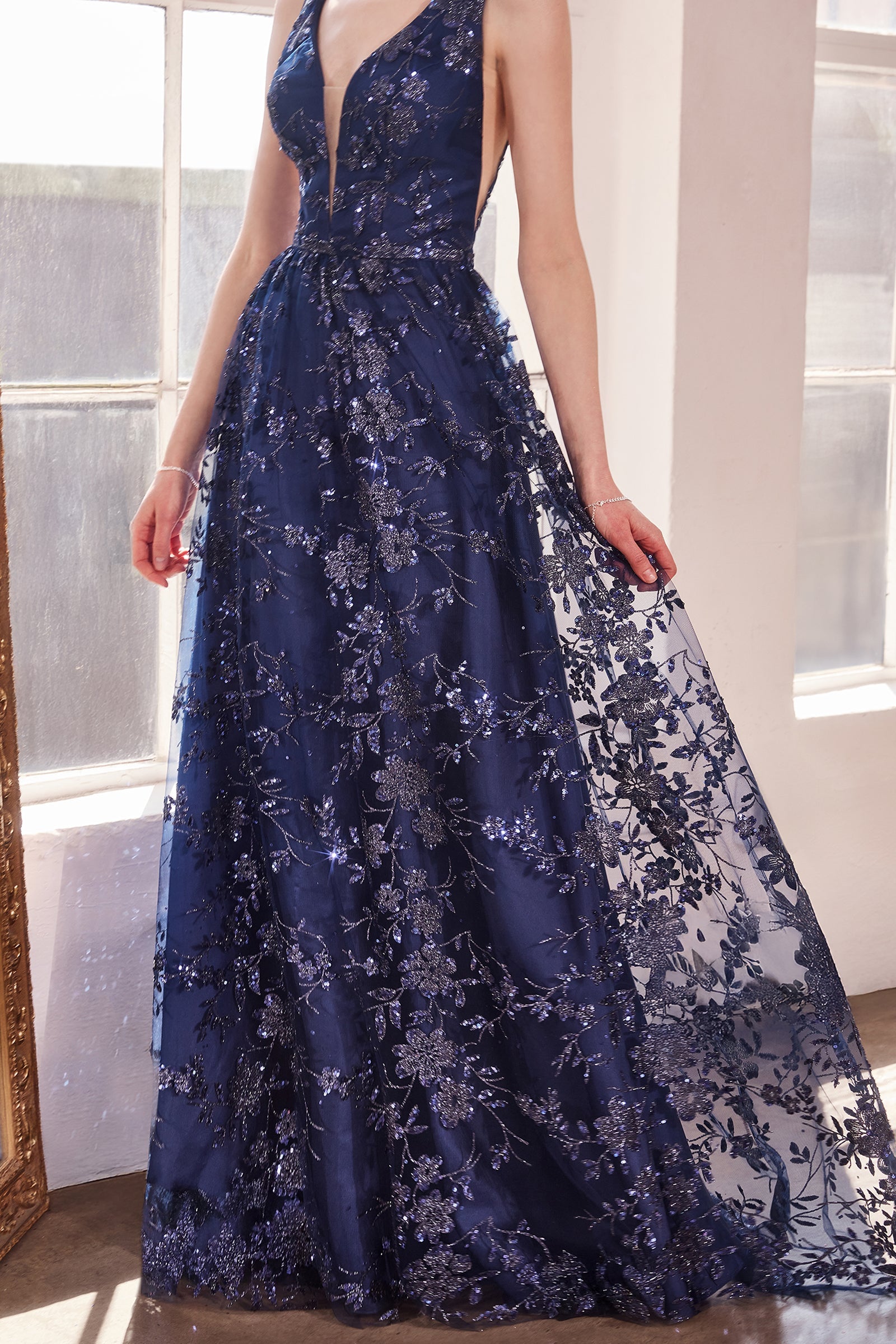 Glitter Print Sleeveless Gown by Amoris T606 in Mauve