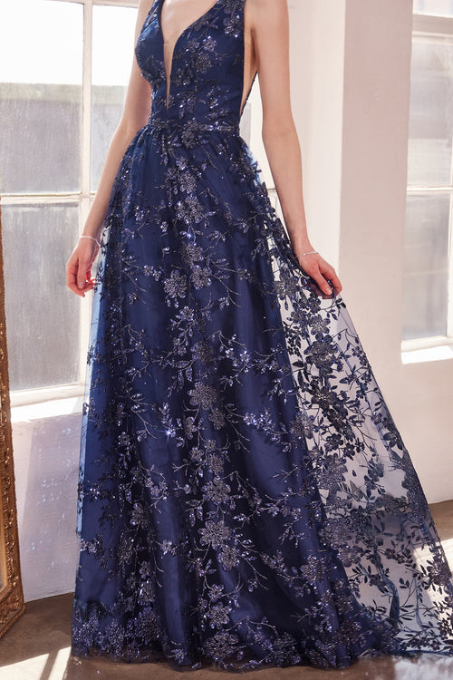 Glitter Print Sleeveless Gown by Amoris T606 in Mauve