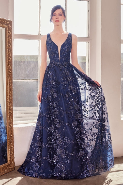 Glitter Print Sleeveless Gown by Amoris T606 in Mauve