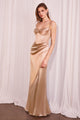 Satin Fitted Sleeveless Slit Gown – Amoris T608 Black