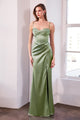 Satin Fitted Sleeveless Slit Gown – Amoris T608 Black