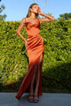 Satin Fitted Sleeveless Slit Gown – Amoris T608 Black
