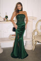 Beaded Satin Strapless Slit Gown by Amoris T609 in Burgundy