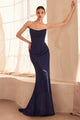Chiffon Fitted Long Strapless Dress by Amoris T702 – Lavender