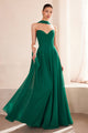 Sky Blue Chiffon Strapless A-Line Gown by Amoris T703