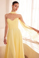 Sky Blue Chiffon Strapless A-Line Gown by Amoris T703