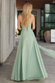 Sky Blue Chiffon Strapless A-Line Gown by Amoris T703