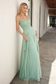 Sky Blue Chiffon Strapless A-Line Gown by Amoris T703