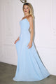 Sky Blue Chiffon Strapless A-Line Gown by Amoris T703