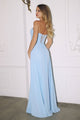 Sky Blue Chiffon Strapless A-Line Gown by Amoris T703