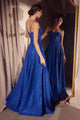 Glitter Sleeveless A-line Slit Gown by Amoris T706