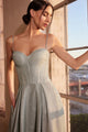 Glitter Sleeveless A-line Slit Gown by Amoris T706