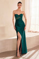 Satin Fitted Strapless Slit Gown by Amoris T708 – Burgundy