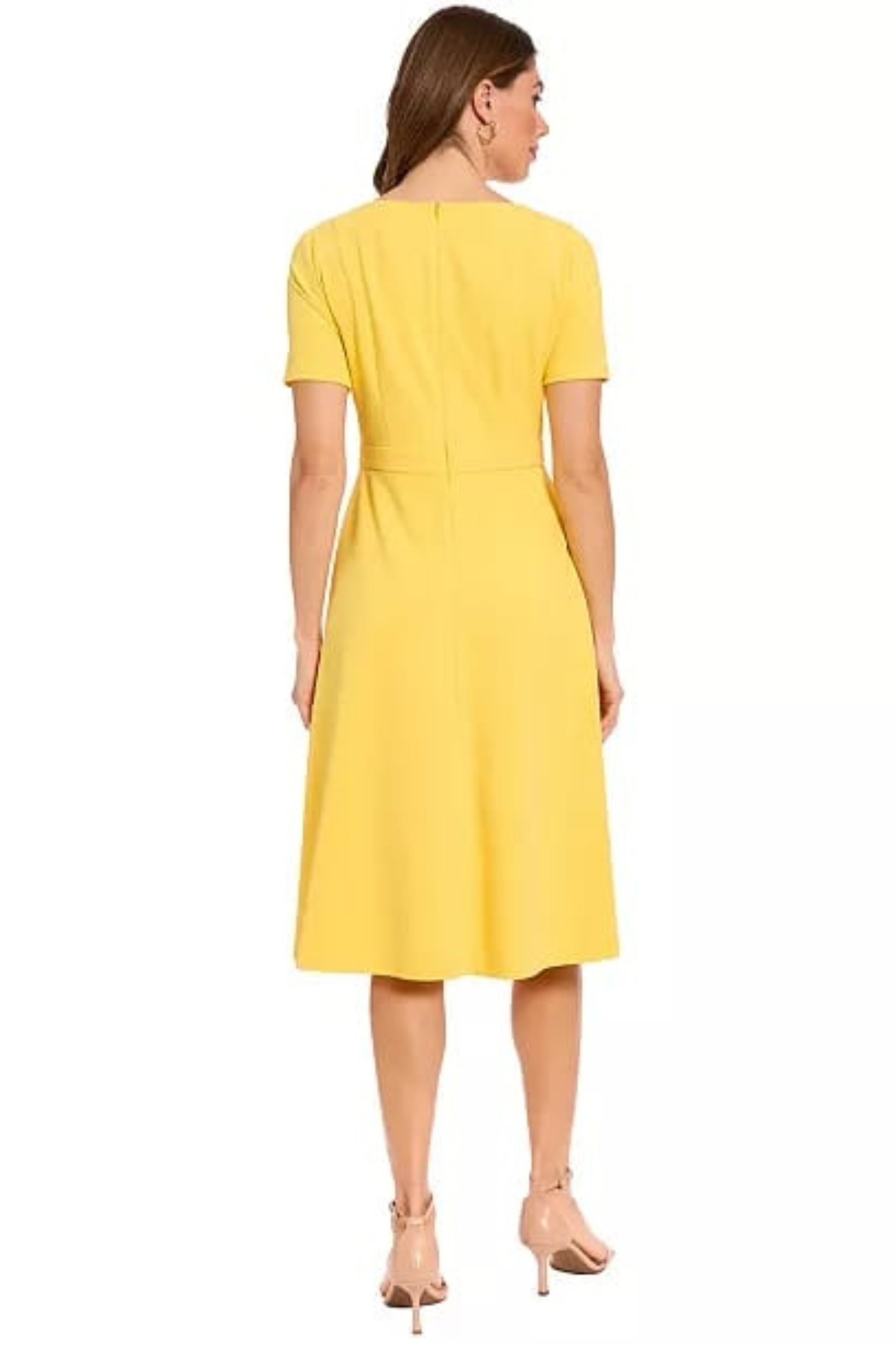 London Times T8085M Bow Neck Short Sleeve A-Line Dress with Scuba Crepe, Fit-and-Flare