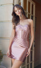 Strapless Lace-Up Cut-Out Short Hoco Dress T871