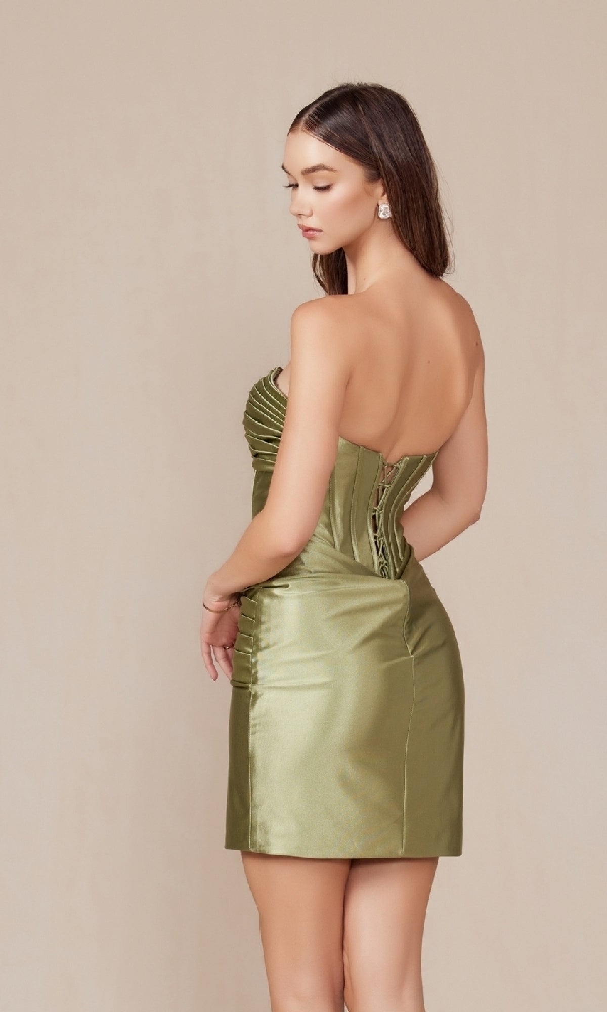 Strapless Lace-Up Cut-Out Short Hoco Dress T871