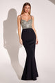 Ladivine Amoris T9002 Black/Silver Fitted Formal Gown