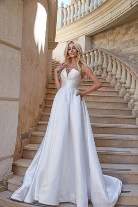 Tina Holly TA611W Wedding Ball Strapless Flowy Minimal Mikado Dress
