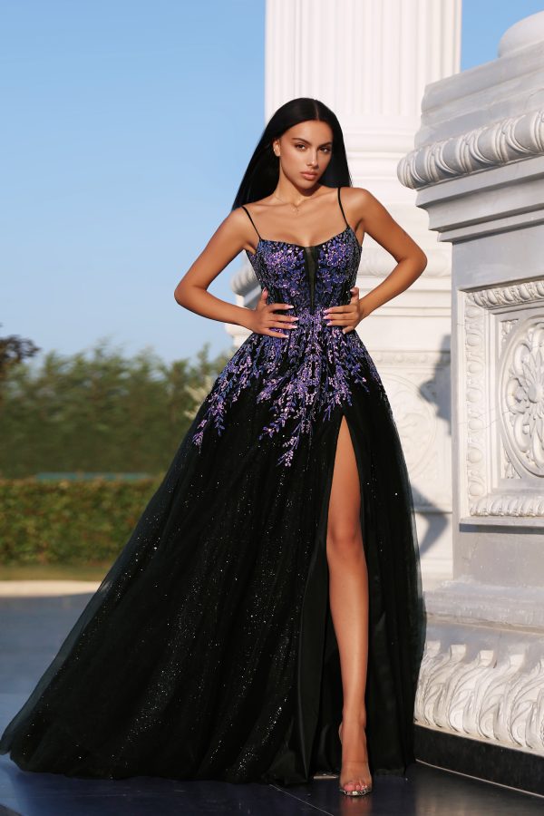 Tina Holly TE216B Prom Ball A-Line Spaghetti Strap Satin Tulle Dress