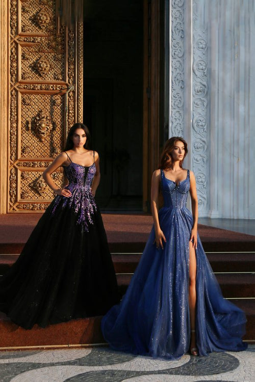 Tina Holly TE216B Prom Ball A-Line Spaghetti Strap Satin Tulle Dress