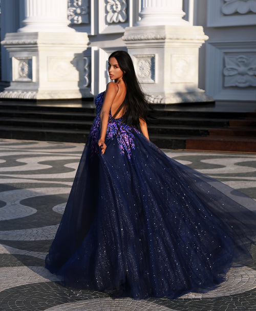 Tina Holly TE216B Prom Ball A-Line Spaghetti Strap Satin Tulle Dress