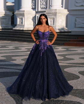 Tina Holly TE216B Prom Ball A-Line Spaghetti Strap Satin Tulle Dress