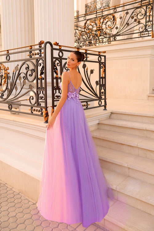 Tina Holly TE218 Prom Ball A-Line Spaghetti Strap 3D Lace Tulle Dress