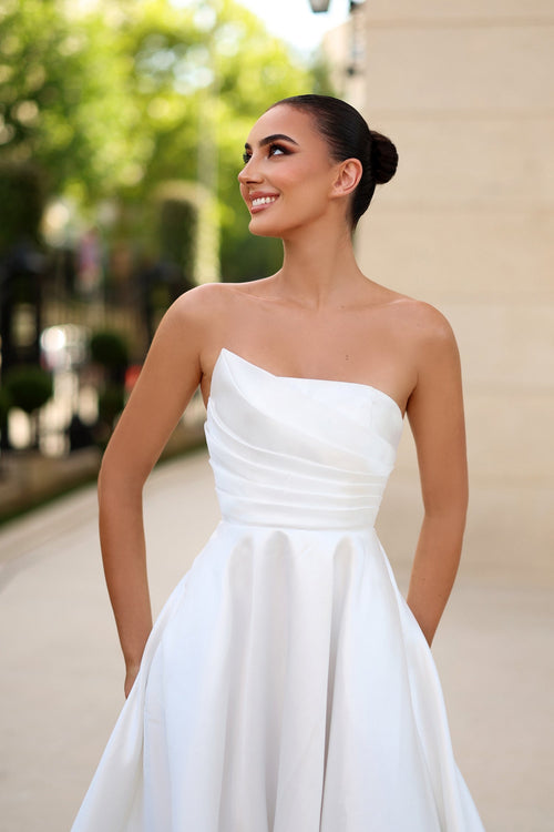 Tina Holly TE302 Wedding A-Line Strapless Sweetheart Pleated Mikado Dress