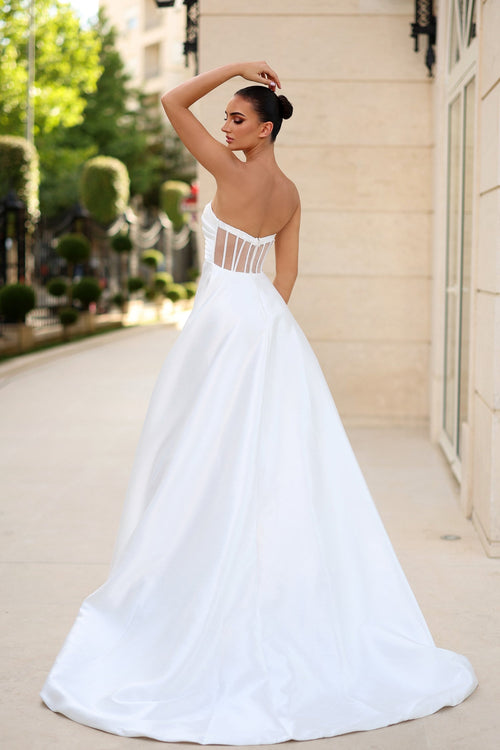Tina Holly TE302 Wedding A-Line Strapless Sweetheart Pleated Mikado Dress