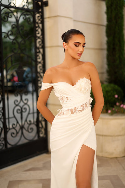 Tina Holly TE829 Wedding Sweetheart High Slit Open Back Satin Dress