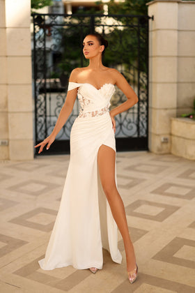 Tina Holly TE829 Wedding Sweetheart High Slit Open Back Satin Dress