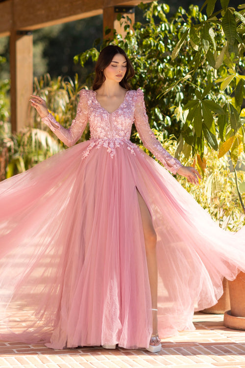 Tina Holly TF318F Prom 3D Lace Flowy Evening Tulle Lace Dress