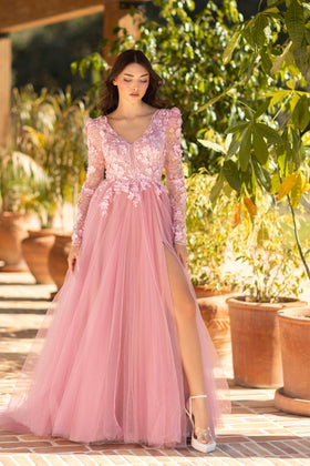 Tina Holly TF318F Prom 3D Lace Flowy Evening Tulle Lace Dress