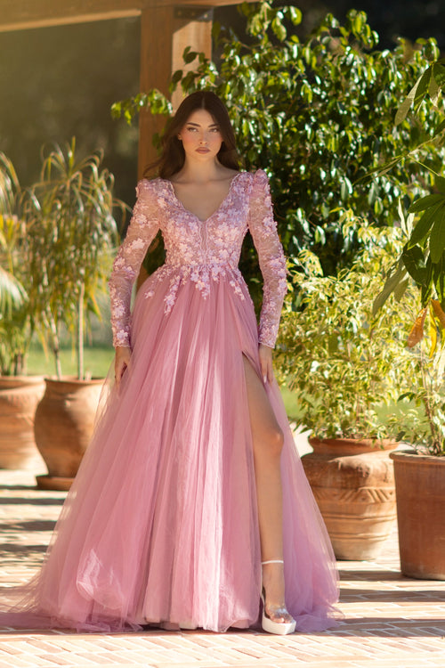 Tina Holly TF318F Prom 3D Lace Flowy Evening Tulle Lace Dress