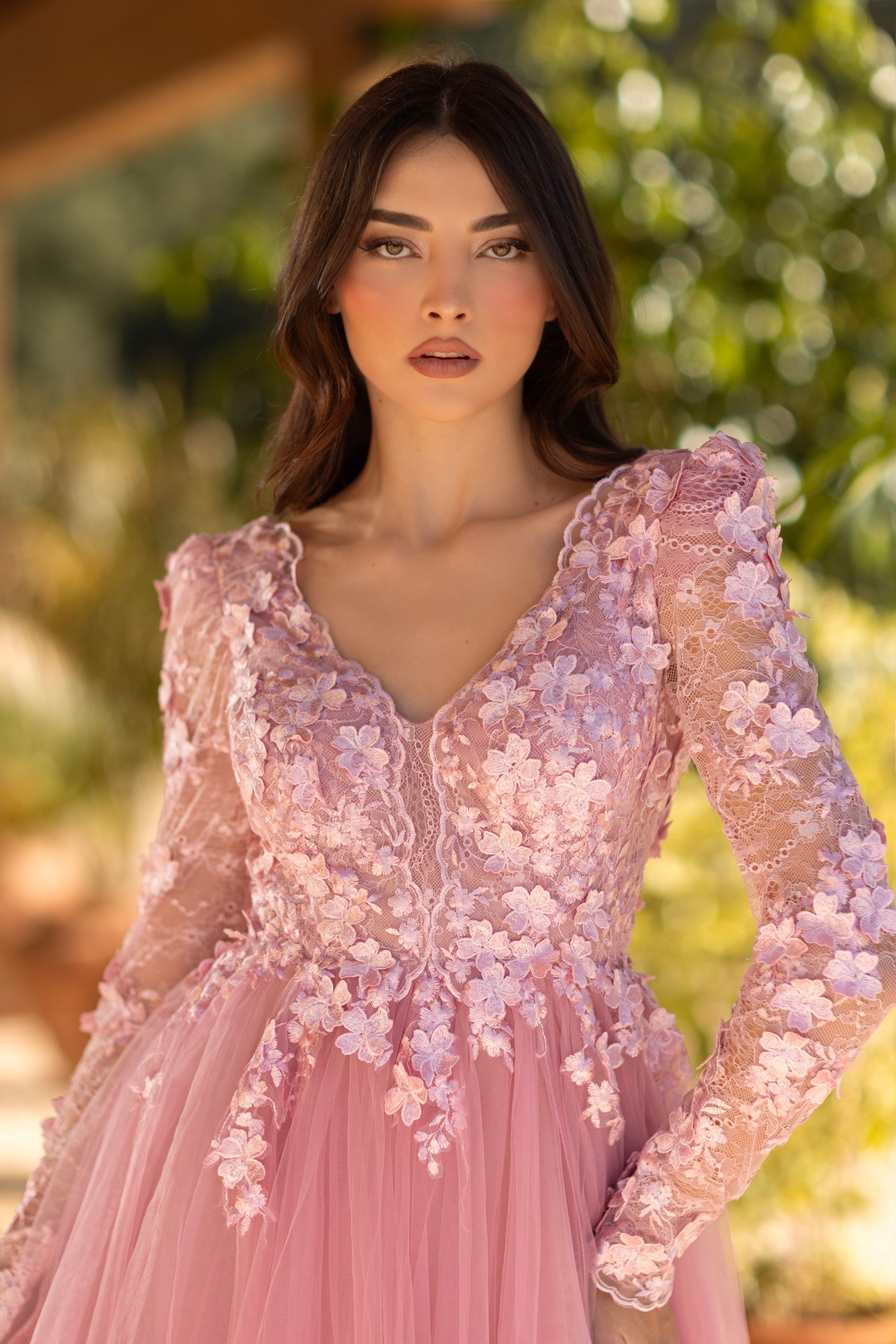 Tina Holly TF318F Prom 3D Lace Flowy Evening Tulle Lace Dress