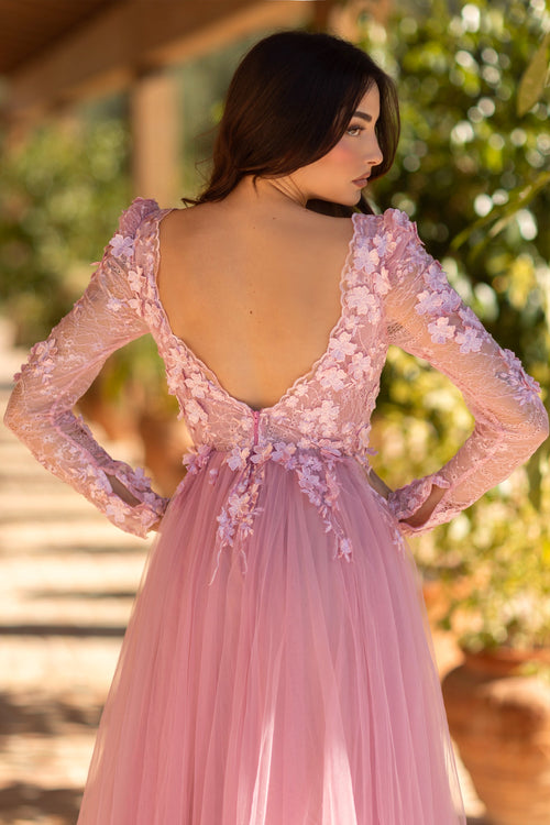 Tina Holly TF318F Prom 3D Lace Flowy Evening Tulle Lace Dress