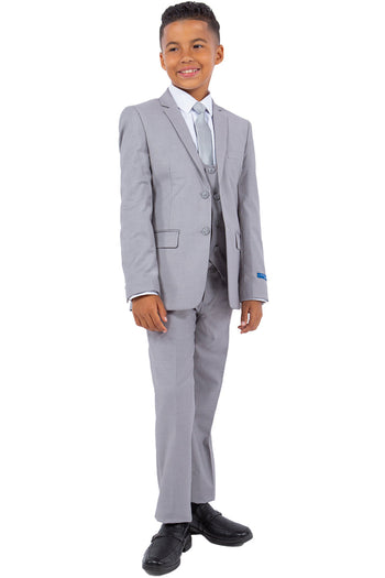 Boys Suit Perry Ellis Vested Boy's Wedding Suit in Light Grey