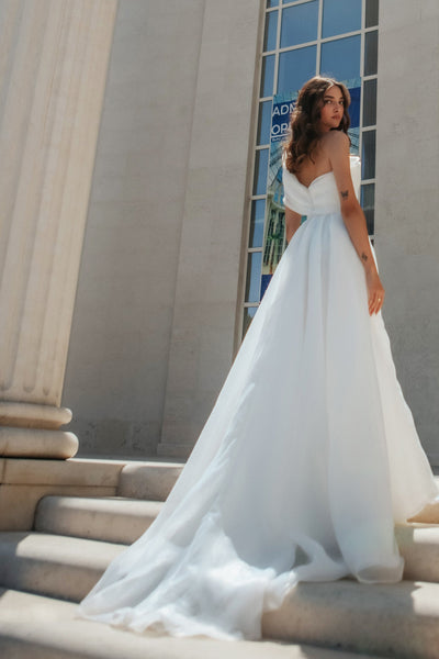 Tina Holly TK012W Wedding A-Line Off-Shoulder High Slit Organza Dress
