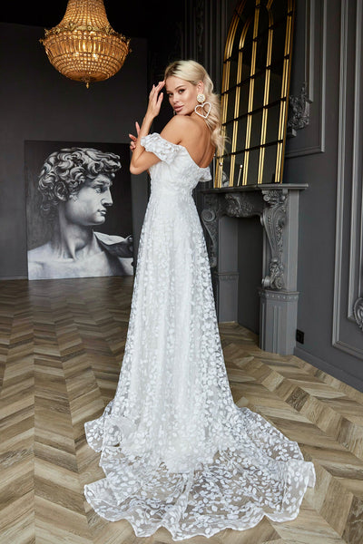 Tina Holly TK023W Wedding Prom A-Line Off-Shoulder Structured Sequin Dress